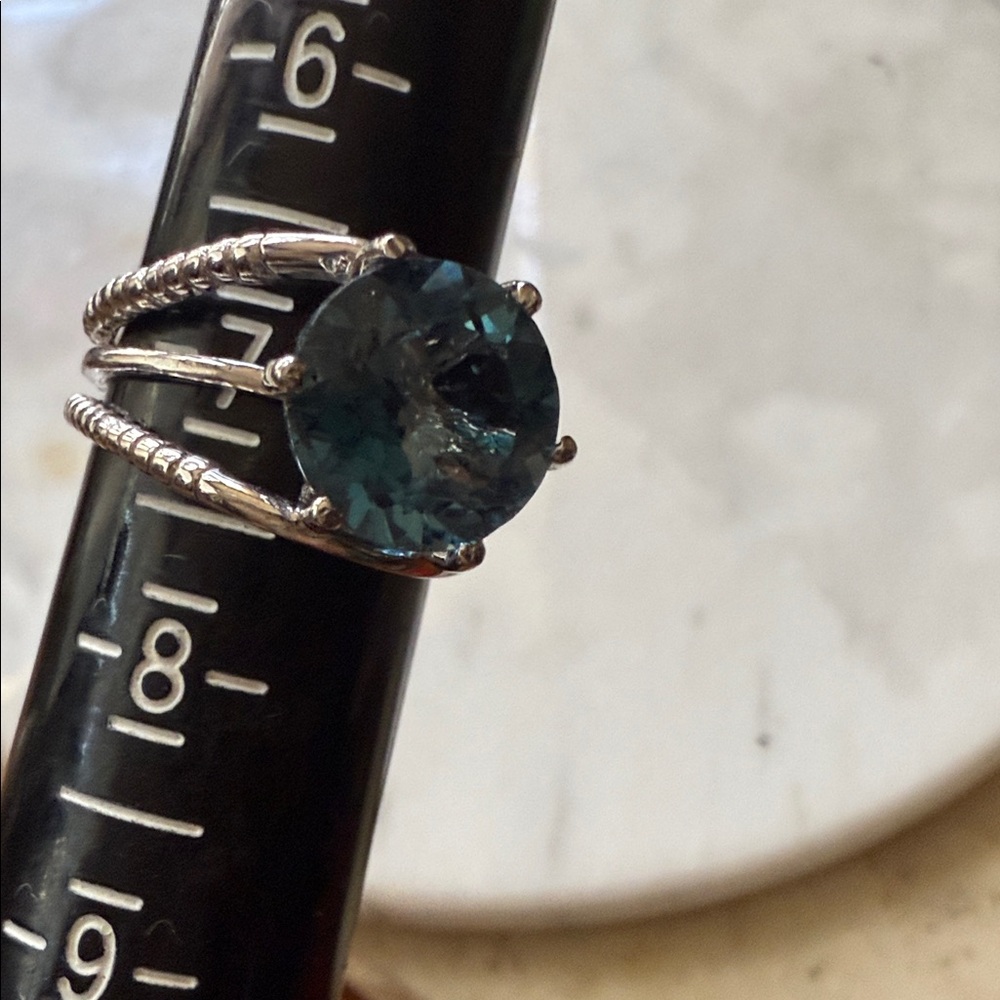 Silver Ring With Deep Blue Gemstone - image 4